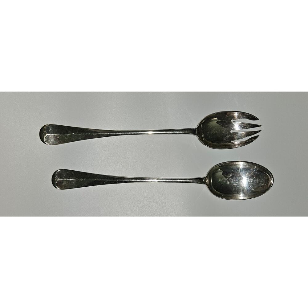 Vintage Sheffield England Serving Spoon Fork Set Silverplate Salad Servers